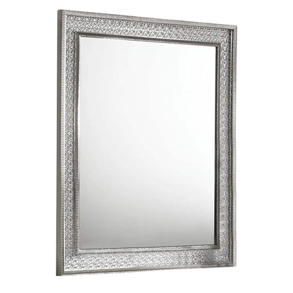 Cyl 36 x 41 Dresser Mirror with Scale Molding Trim, Metallic Gray Wood
