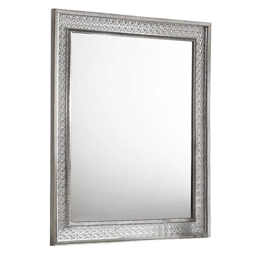 Cyl 36 x 41 Dresser Mirror with Scale Molding Trim, Metallic Gray Wood