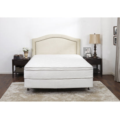 King size Padded Upholstered Headboard with Nailheads in Linen Color