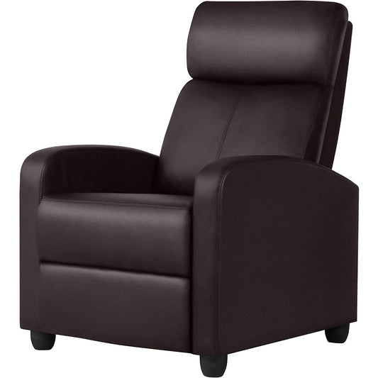 Dark Brown High-Density Faux Leather Push Back Recliner Chair — Chic Home-Decor