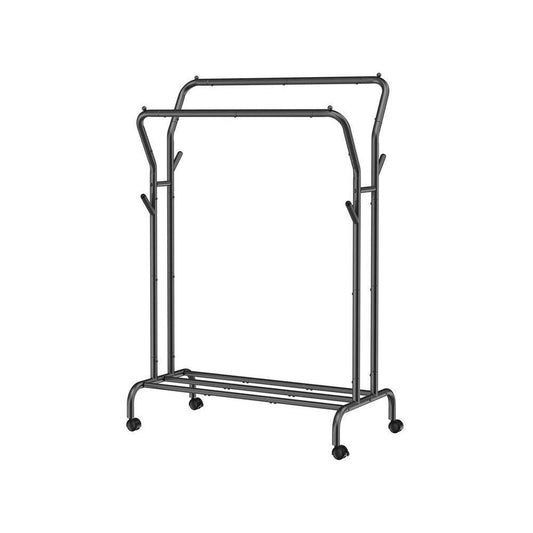 Minimalistic 2 Rod Wheeled  Laundry Sorter Clothing Rack in Black — Chic Home-Decor
