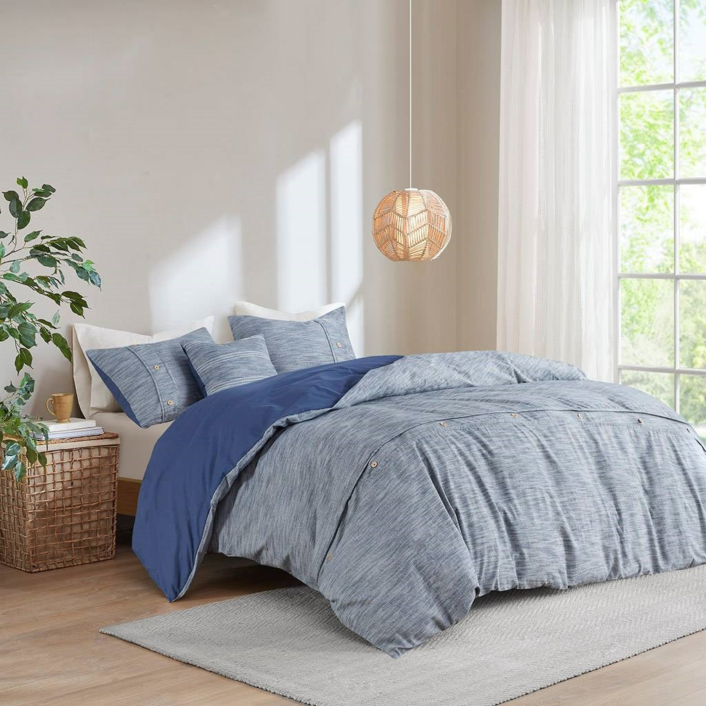 King / California King 5-Piece Cotton Farmhouse Blue Comforter Set