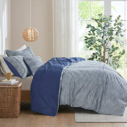 King / California King 5-Piece Cotton Farmhouse Blue Comforter Set