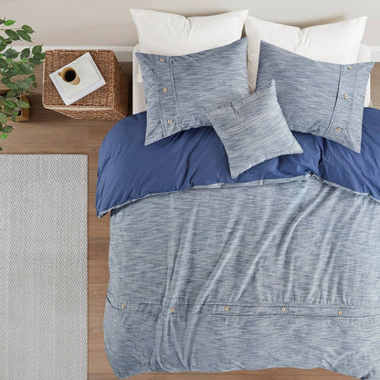 King / California King 5-Piece Cotton Farmhouse Blue Comforter Set