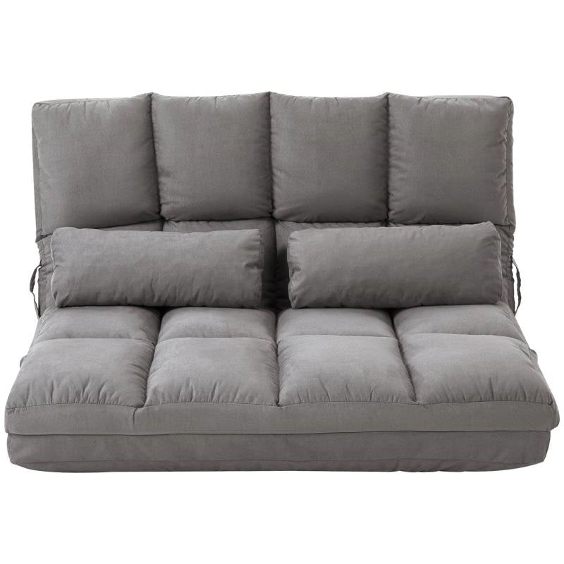 Dark Grey Polyester Suede Fabric Floor Sofa Bed Recliner with Adjustable Back — Chic Home-Decor
