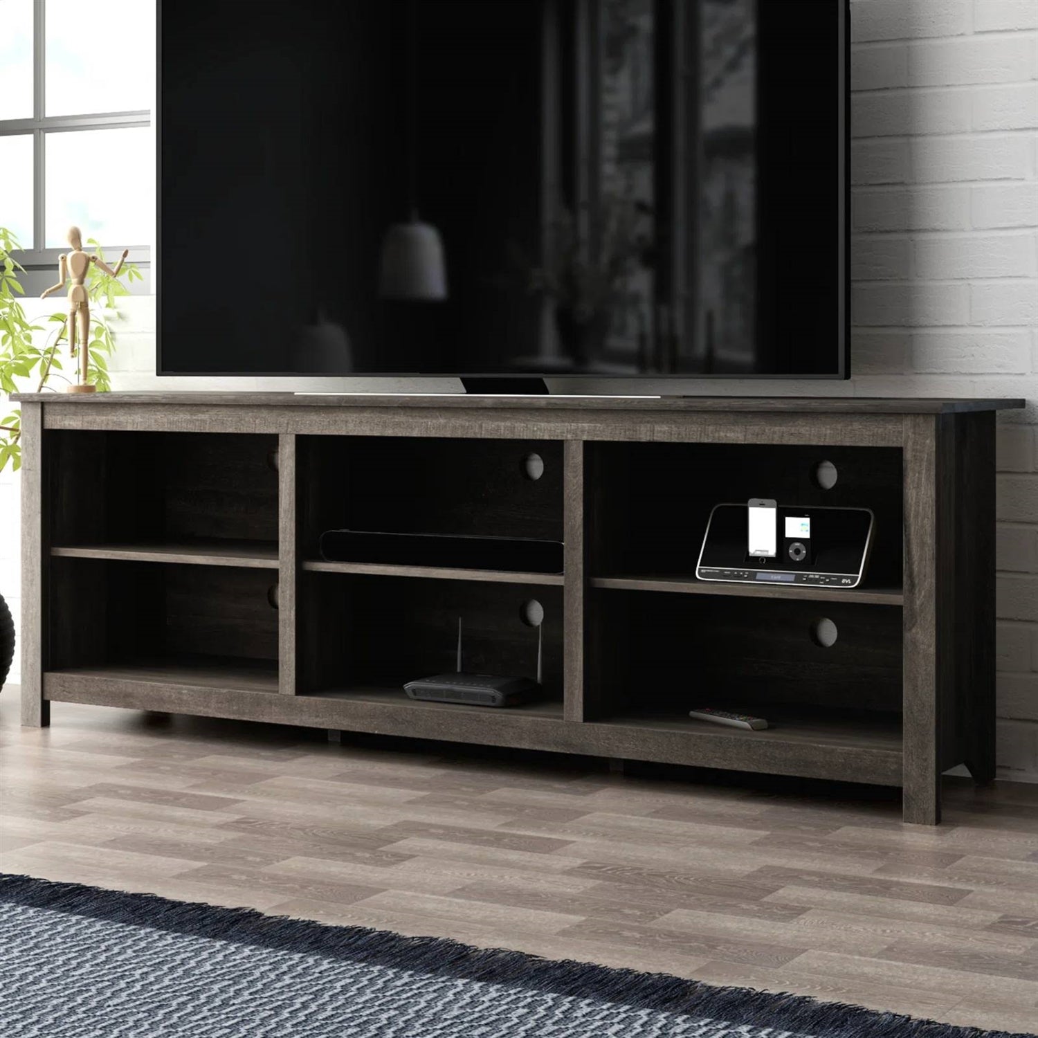 70-inch Dark Brown Wood TV Stand Entertainment Center for TV up to 78-inch — Chic Home-Decor