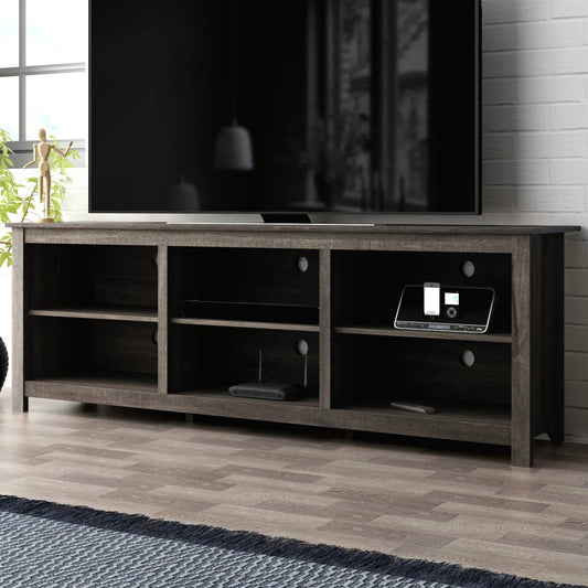 70-inch Dark Brown Wood TV Stand Entertainment Center for TV up to 78-inch — Chic Home-Decor