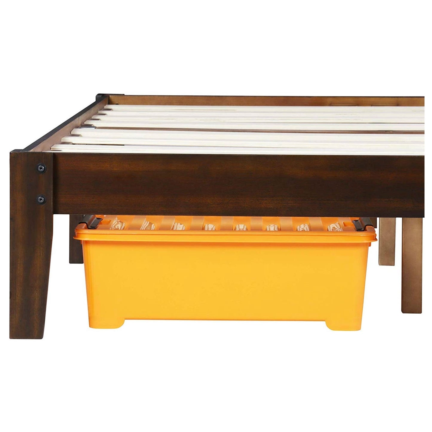 Full size Solid Wood Platform Bed Frame in Dark Brown Finish