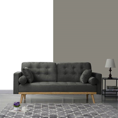 Modern Dark Grey Upholstered Sofa with Mid-Century Style Wood Legs