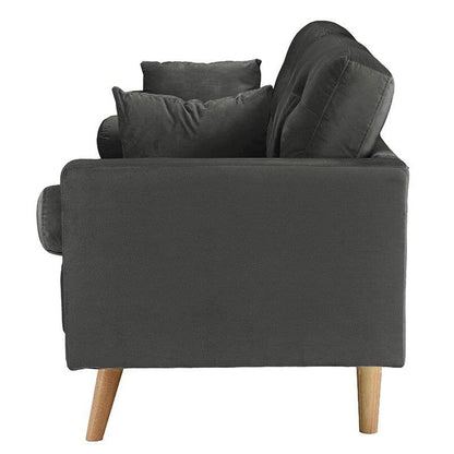 Modern Dark Grey Upholstered Sofa with Mid-Century Style Wood Legs