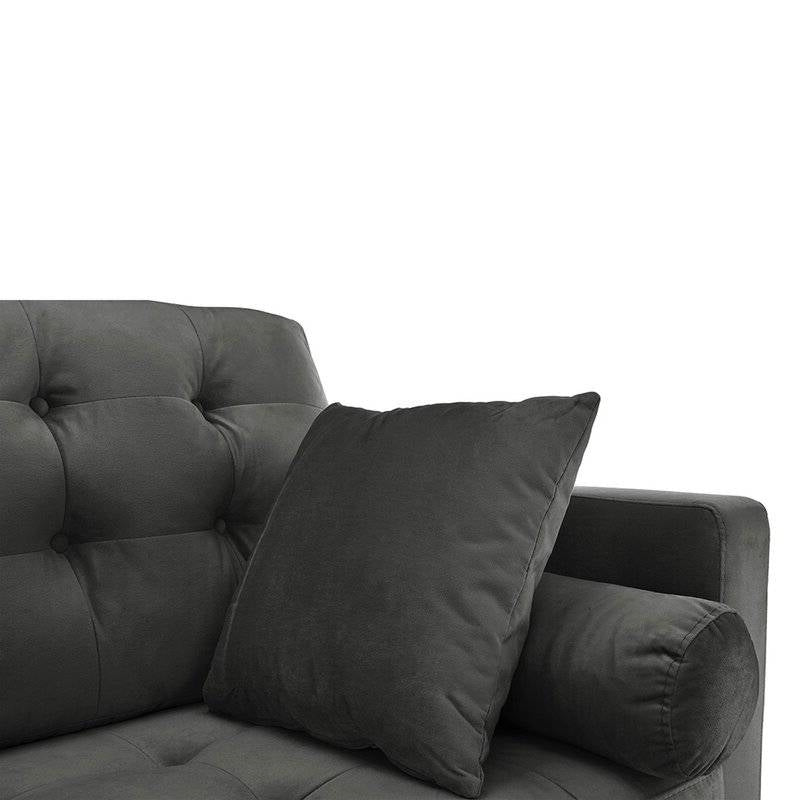 Modern Dark Grey Upholstered Sofa with Mid-Century Style Wood Legs