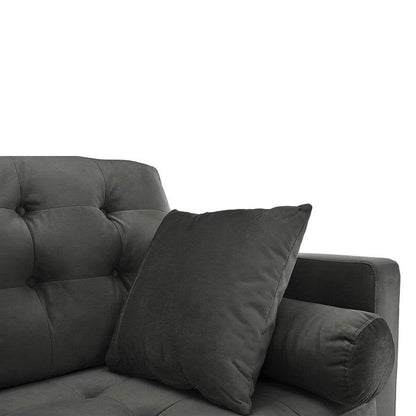 Modern Dark Grey Upholstered Sofa with Mid-Century Style Wood Legs