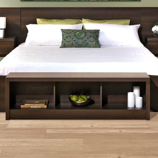 Bedroom Storage Bench Footboard in Espresso Wood Finish