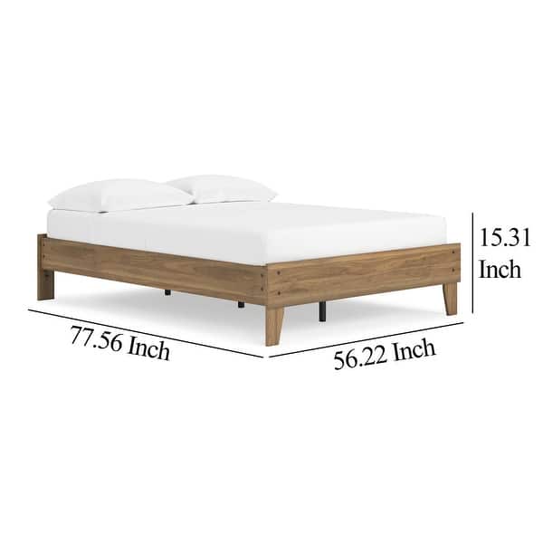 Deana Twin Platform Bed, Honey Brown Wood, Low Profile Tapered Legs
