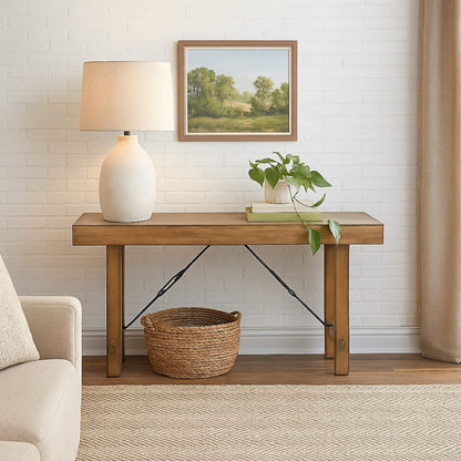 Dity Counter Height Table, 72 Inch Rectangular Top, Antique Brown Wood