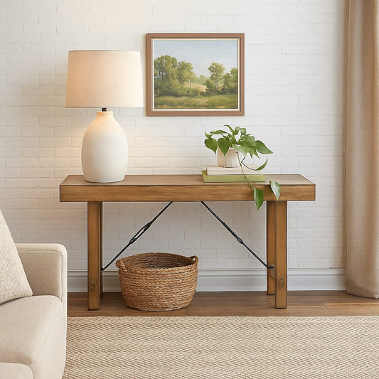 Dity Counter Height Table, 72 Inch Rectangular Top, Antique Brown Wood