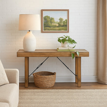 Dity Counter Height Table, 72 Inch Rectangular Top, Antique Brown Wood