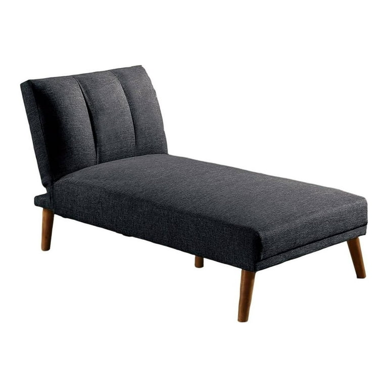 Dora 62 Inch Modern Adjustable Chaise Lounger with Channel Tufting, Black