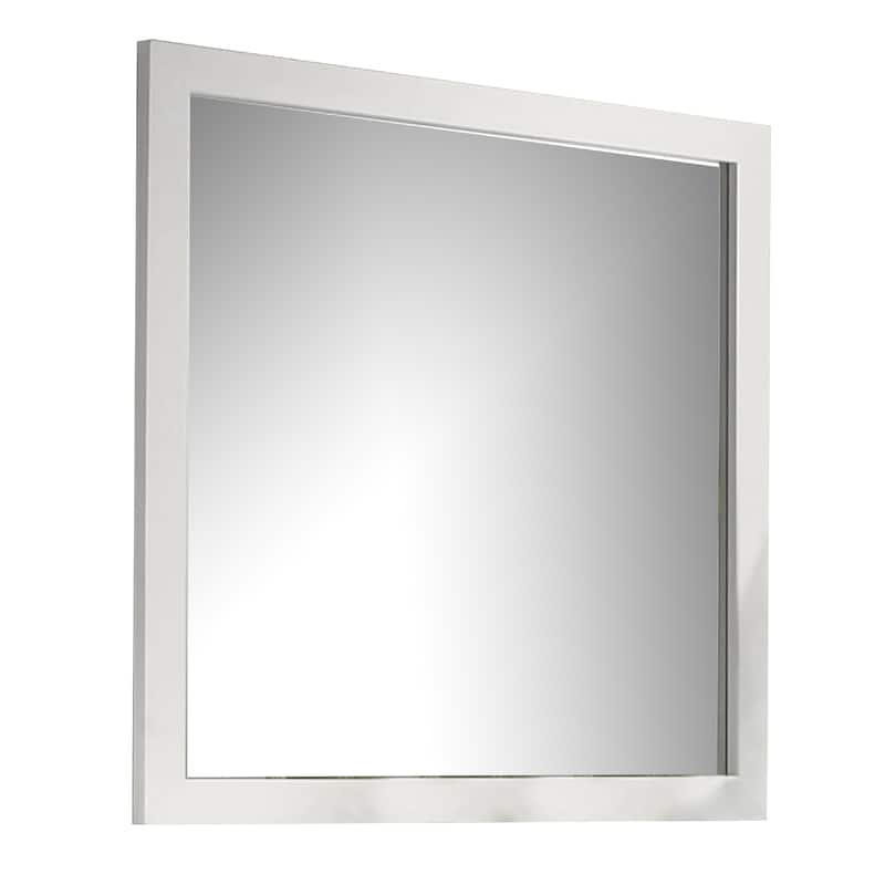 Suni Dresser Mirror, 40 Inch, Sleek White Wood, Frameless Design