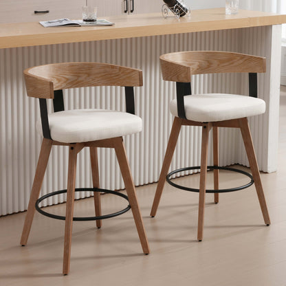 Industrial Style Metal Frame and Wooden Bar Stool, Brown and Blue