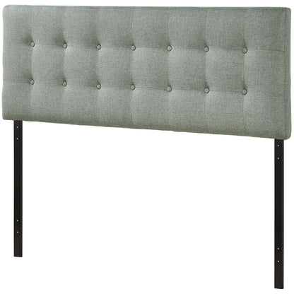 Off-White Ivory Fabric Button-Tufted Upholstered Headboard