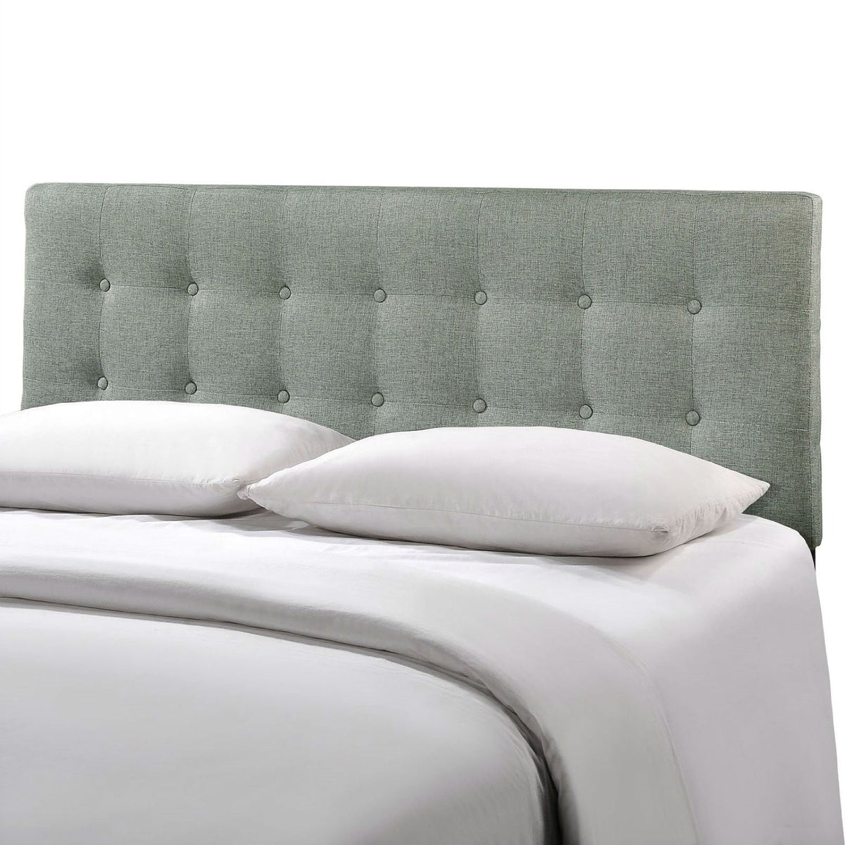 Off-White Ivory Fabric Button-Tufted Upholstered Headboard