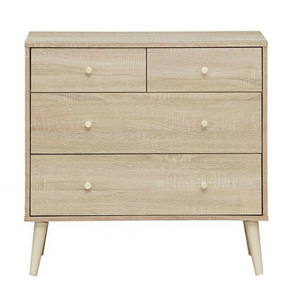 Oak Modern FarmHome 4 Drawer Easy Glide Storage Dresser
