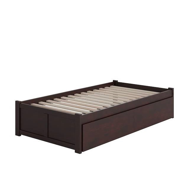 Twin XL Platform Bed Frame with 2 Storage Drawers in Espresso