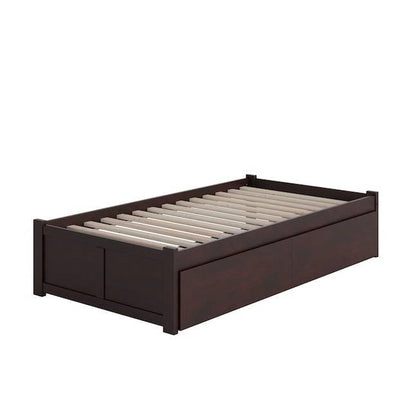 Twin XL Platform Bed Frame with 2 Storage Drawers in Espresso