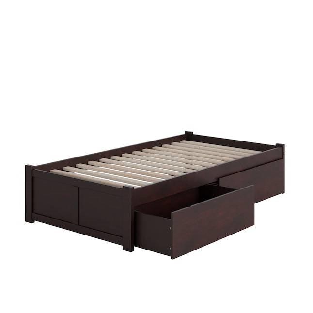 Twin XL Platform Bed Frame with 2 Storage Drawers in Espresso