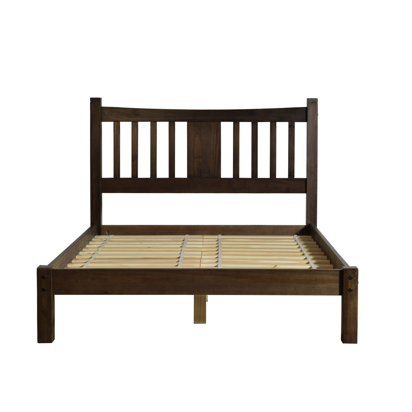 King Size Farmhouse Style Solid Wood Platform Bed with Headboard in Espresso — Chic Home-Decor
