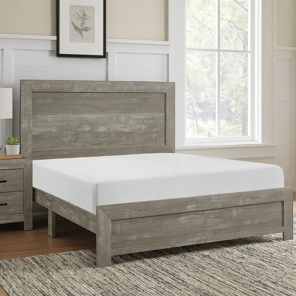 Eby Full Size Bed, Rustic Farmhouse Style, Gray Finish Wood Veneer