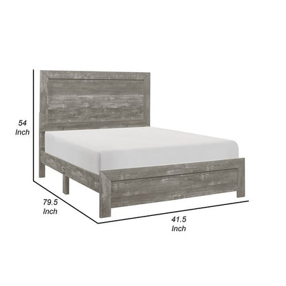 Eby Twin Size Bed, Rustic Farmhouse Style, Gray Finish Wood Veneer