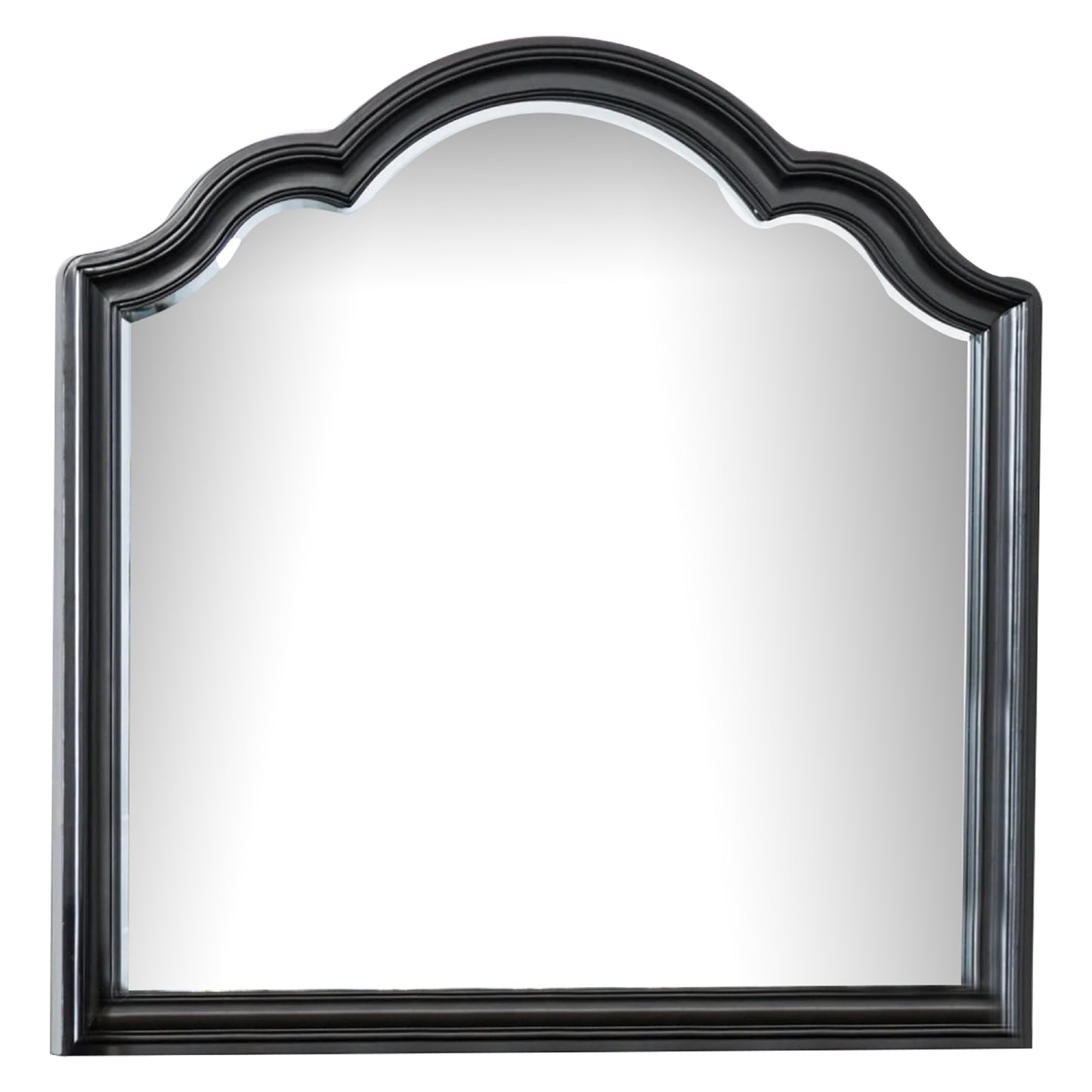 Eleena Dresser Mirror, Beveled Glass, Black Solid Wood Frame, 41x42