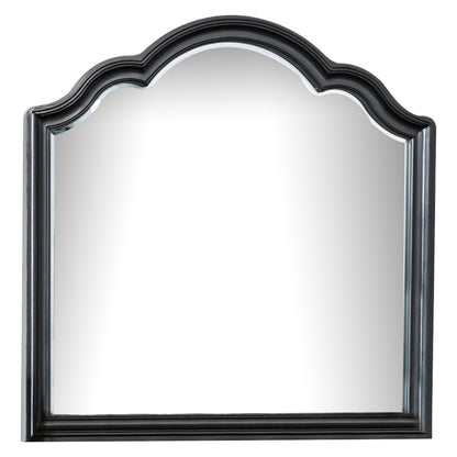 Eleena Dresser Mirror, Beveled Glass, Black Solid Wood Frame, 41x42