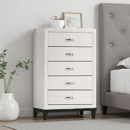 Erica Bedside Nightstand, 2 Drawers Chrome Bar Handles, Gray Wood