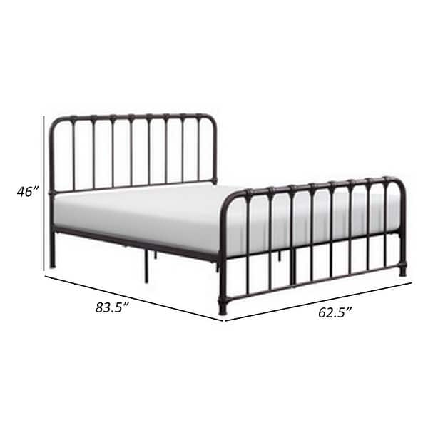 Ethan Queen Size Bed, Classic Open Slatted Metal Frame Design, Dark Bronze