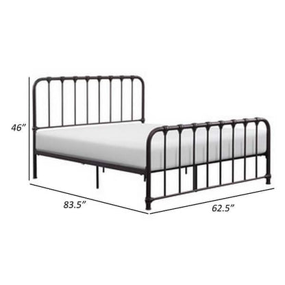 Ethan Queen Size Bed, Classic Open Slatted Metal Frame Design, Dark Bronze