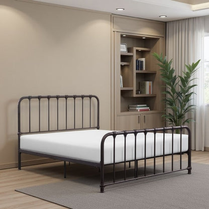 Ethan Metal Bed, Bronze Spindle Design, Heavy Duty Slat Support – Twin