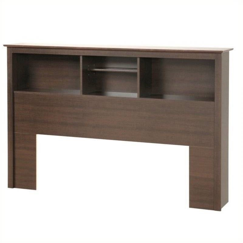Full/Queen size Bookcase Storage Headboard in Espresso Wood Finish — Chic Home-Decor