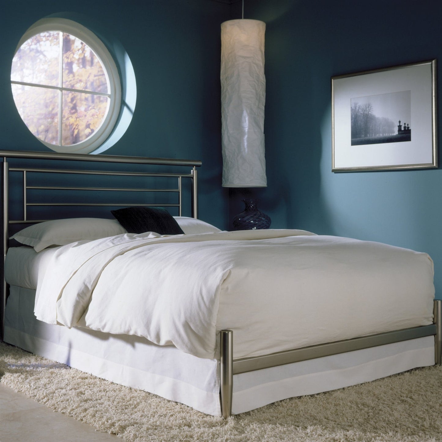 Queen size Modern Metal Bed in Brushed Satin Finish