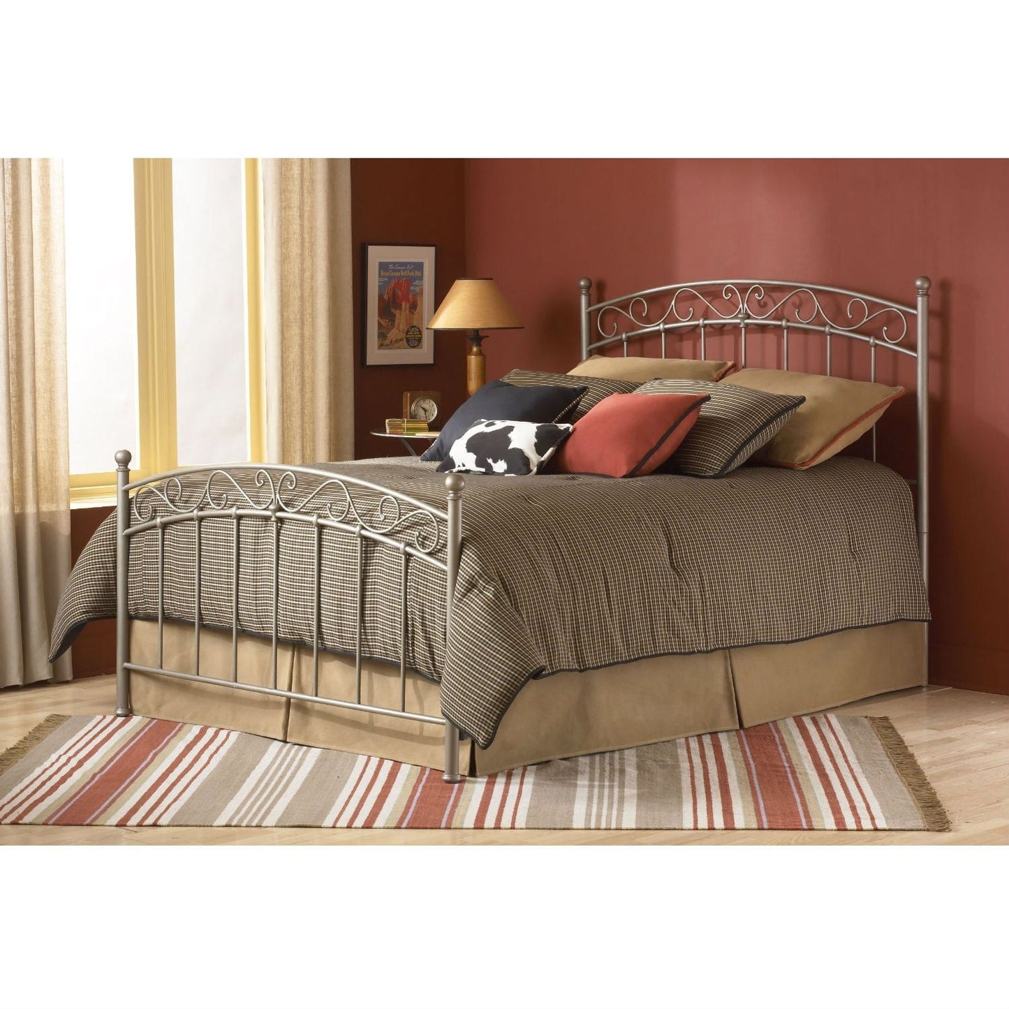 Full size Metal Bed with Gentle Arch Headboard and Footboard