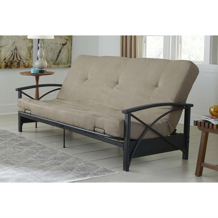 Full size 6-inch Thick Futon Mattress with Beige Tan Cover