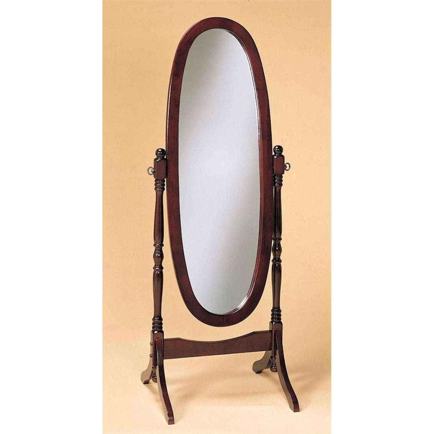 Oval Cheval Mirror Full Length Solid Wood Floor Mirror in Cherry — Chic Home-Decor