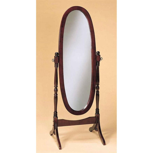 Oval Cheval Mirror Full Length Solid Wood Floor Mirror in Cherry — Chic Home-Decor