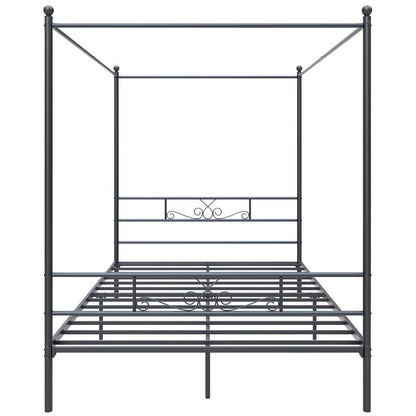 Queen size Four Poster French Country Metal Canopy Bed in Black Finish
