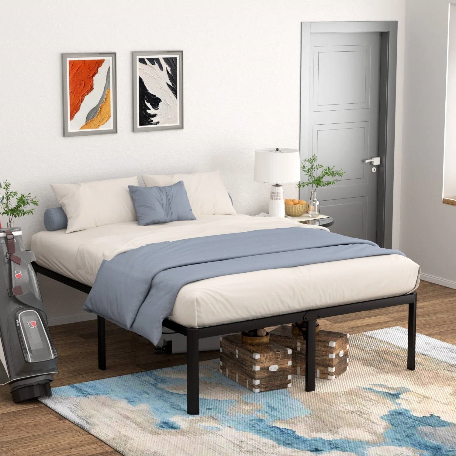 Full 18-inch Rounded Edge Corners Metal Bed Frame with Under-bed Storage Space — Chic Home-Decor