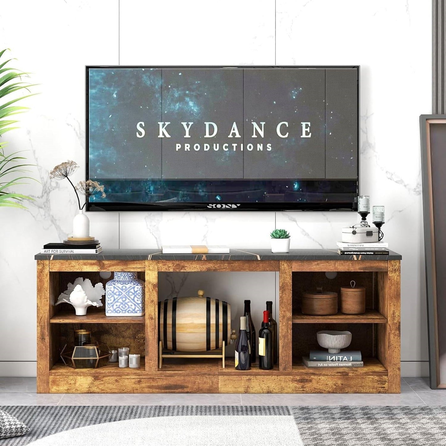 58-in Wide by 24-in Tall TV Stand Entertainment Center - for TV up to 65-inch