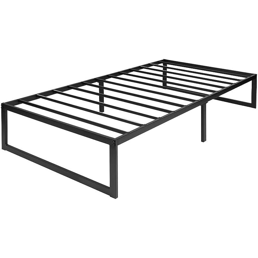Twin Size 14 Inch Black Metal Steel Slat Platform Bed — Chic Home-Decor
