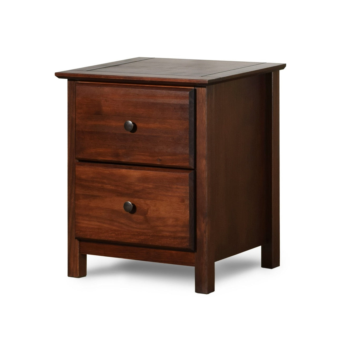 Farmhouse Solid Pine Wood 2 Drawer Nightstand in Cherry Finish — Chic Home-Decor